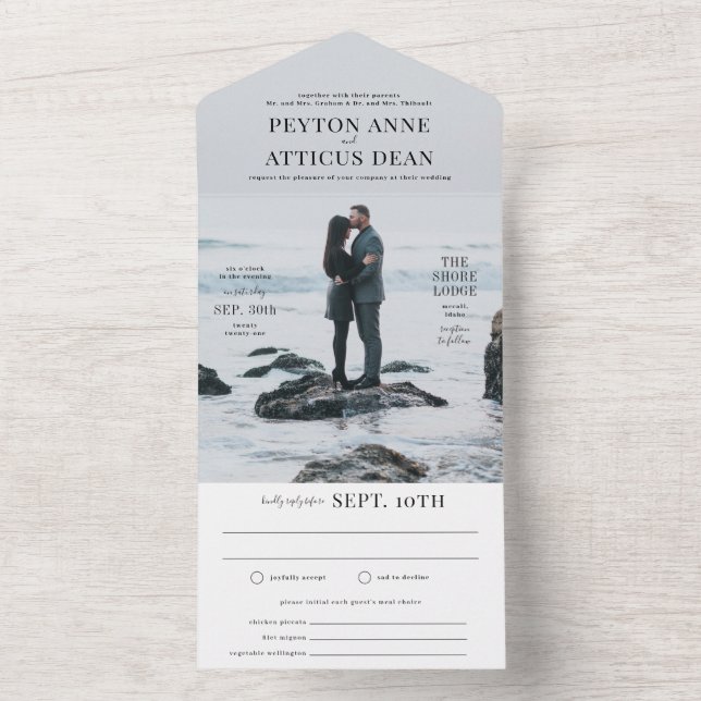 Atmosphere All in One Wedding Invitation with RSVP (Inside)