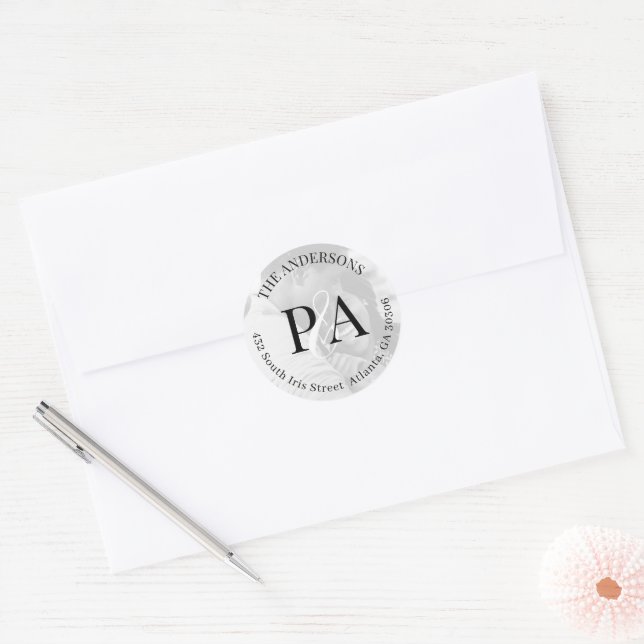 Atmosphere Wedding Suite Monogram Return Address Classic Round Sticker (Envelope)