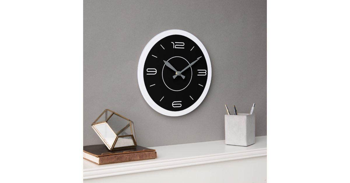 Atmospheric Black and White Kitchen Clock | Zazzle