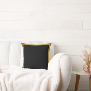 Atmospheric Black with Gold Border Throw Pillow