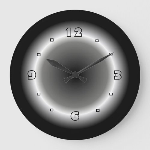 Atmospheric Black with White Halo Effect Large Clock