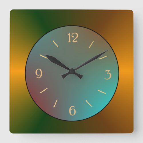  Atmospheric BlueGreen with Gold Border Clock