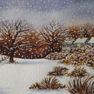 atmospheric cottages snow scene at christmas jigsaw puzzle