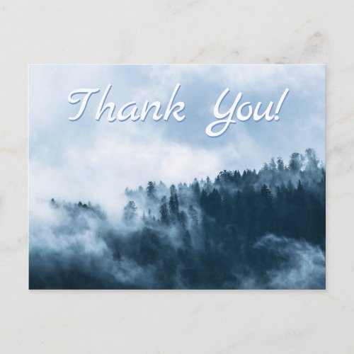 Atmospheric Fog over a Forest Thank You Postcard