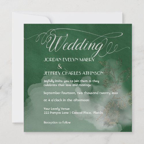 Atmospheric Green Modern Wedding Invitation