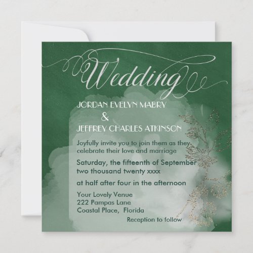 Atmospheric Green Modern Wedding Invitation