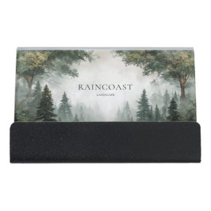 Atmospheric Misty Forest Path  Desk Business Card Holder