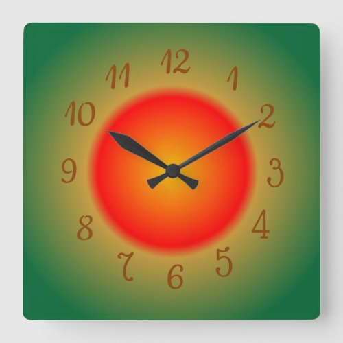 Atmospheric OrangeRed and Green  Kitchen Clocks