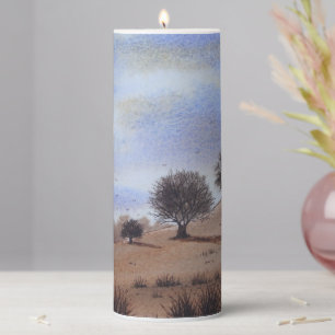 atmospheric picture of autumn landscape pillar candle