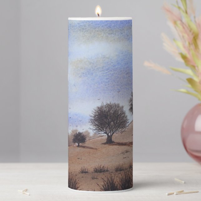 atmospheric picture of autumn landscape pillar candle (In Situ)