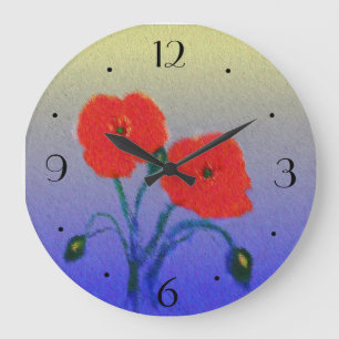 Atmospheric Poppie Flowers> Kitchen Clock