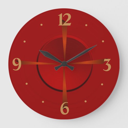 Atmospheric Red and Gold Plain Wall Clock