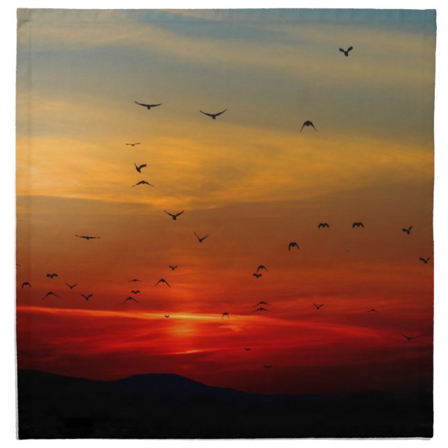 Atmospheric Sky, sunset, birds, beautiful photo Napkin (Front)