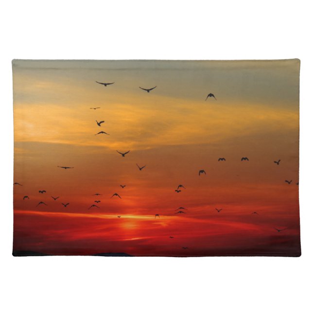 Atmospheric Sky, sunset, birds, beautiful photo Placemat (Front)