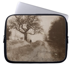 atmospheric winter snow scene photo monochrome laptop sleeve