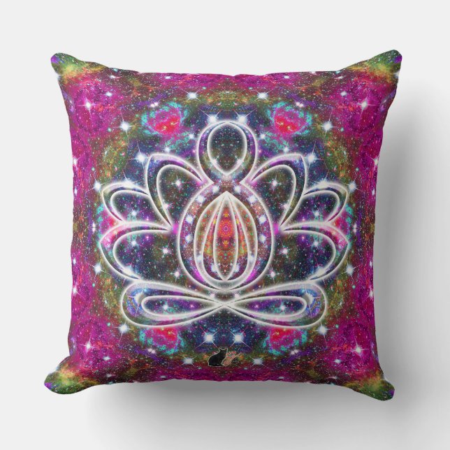 Atmospheric Zen Lotus Throw Pillow (Front)