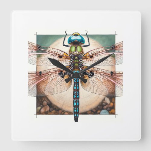 Atoconeura Dragonfly 150624IREF122 _ Watercolor Square Wall Clock