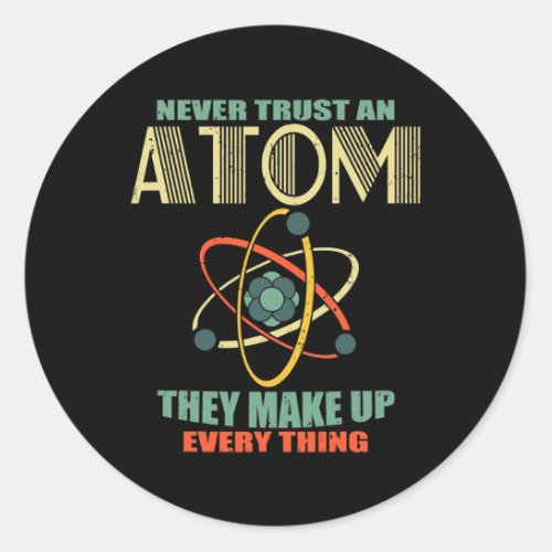 Atom Art Men Women Stem Molecule Chemistry Classic Round Sticker