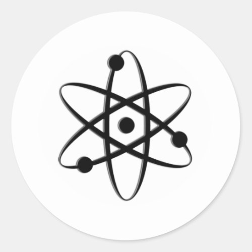 atom black classic round sticker