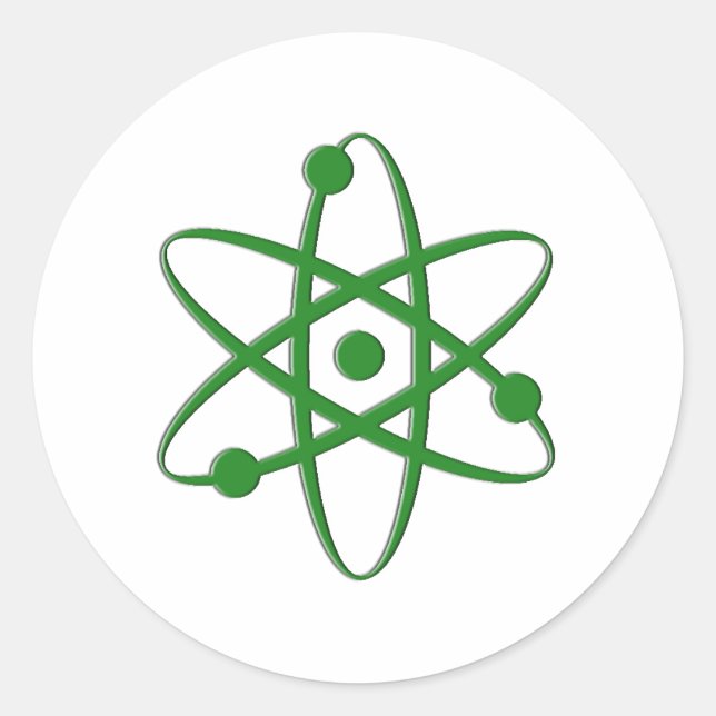 atom dark green classic round sticker (Front)