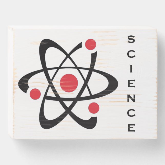 Atom Physics Science Wooden Box Sign (Front Horizontal)