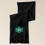Atom Scarf<br><div class="desc">Science related graphic design with atom and electrons on a black background.</div>