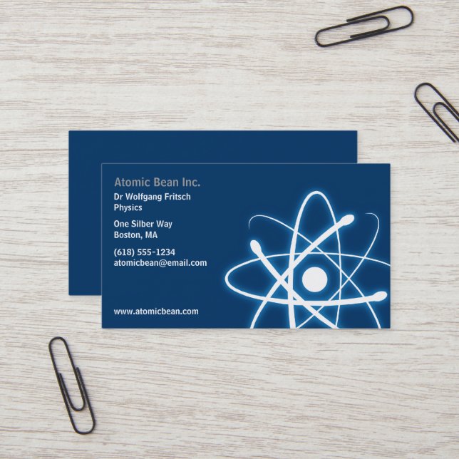 Atom | Scientist Blue Business Card (Front/Back In Situ)