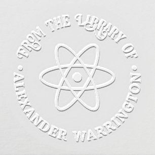 Atom Symbol #1 “From the library of” Book Name Embosser