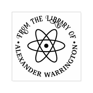 Atom Symbol #1 “From the library of” Book Name Self-inking Stamp