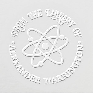 Atom Symbol #2 “From the library of” Book Name Embosser