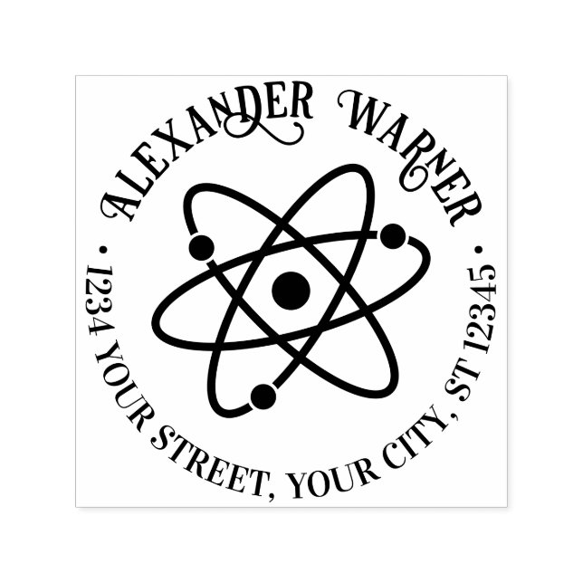 Atom Symbol #2 Name Return Address Self-inking Stamp (Design)