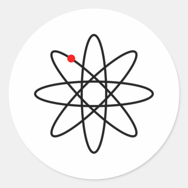 Atom symbol by zizudesign classic round sticker (Front)