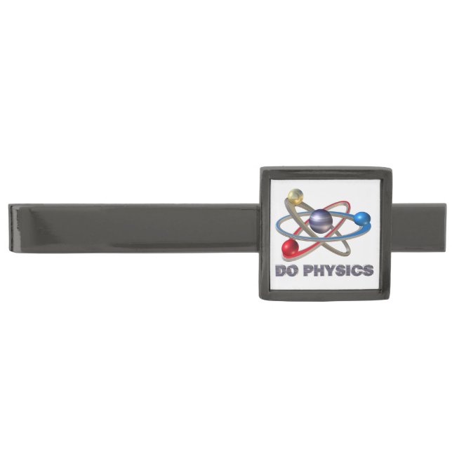 Atom symbol gunmetal finish tie bar (Front)