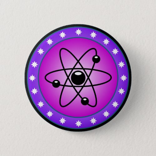 Atom Symbol on a Pink background Button