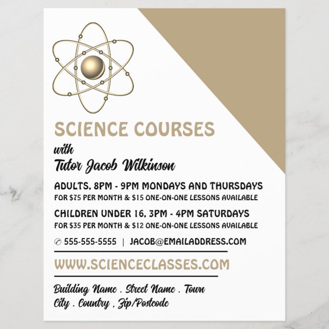 Atom Symbol, Science Course Advertising Flyer (Front)