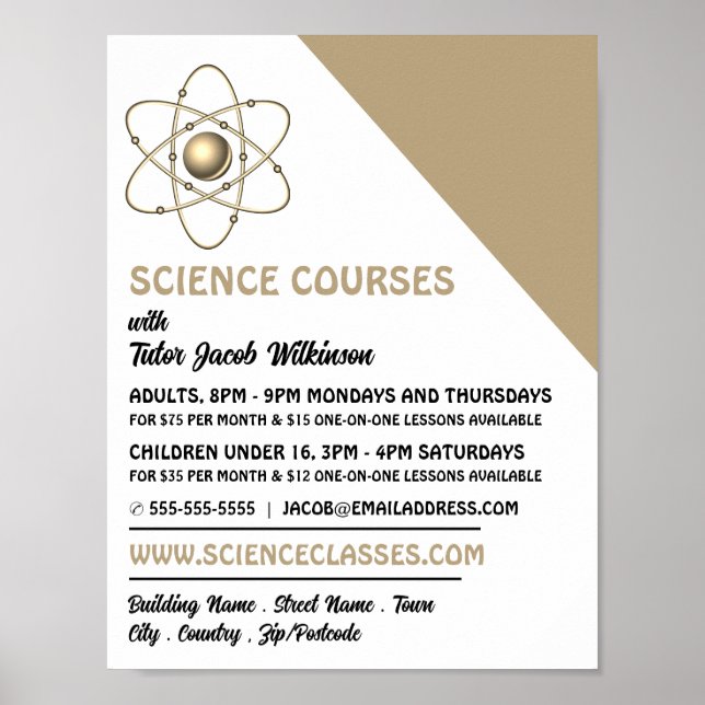 Atom Symbol, Science Course Advertising Poster (Front)