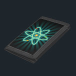 Atom Trifold Wallet<br><div class="desc">Science related graphic design with atom and electrons on a black background.</div>