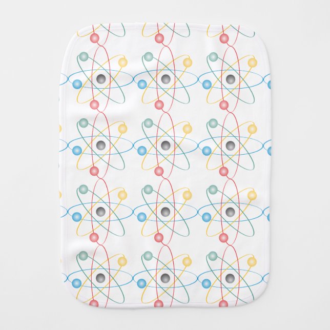 Atom With Colorful Electrons Baby Burp Cloth (Front)