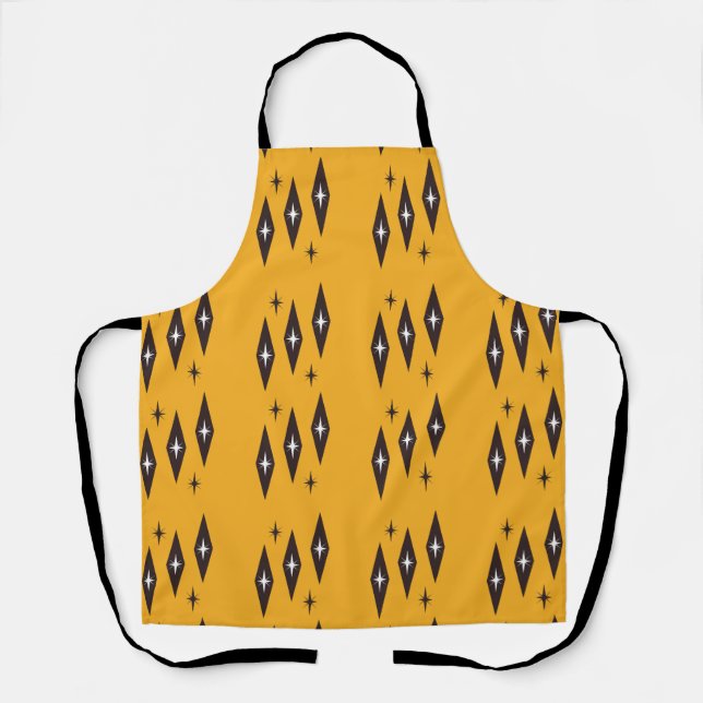 Atomic 1950’s Diamonds Pattern Orange Apron (Front)