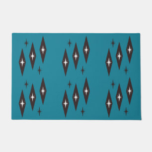 Atomic 1950’s Diamonds Pattern Teal Doormat