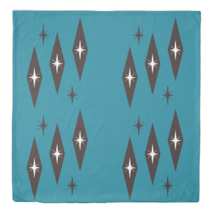 Atomic 1950’s Diamonds Pattern Teal Duvet Cover