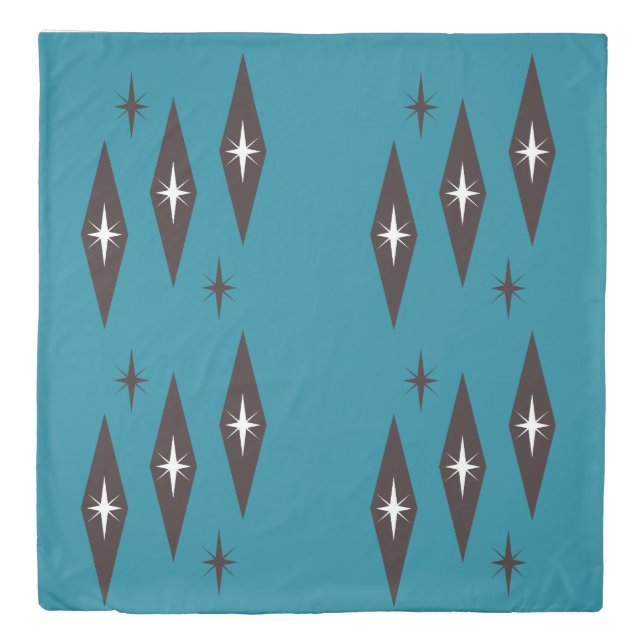 Atomic 1950’s Diamonds Pattern Teal Duvet Cover (Front)