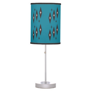 Atomic 1950’s Diamonds Pattern Teal Table Lamp