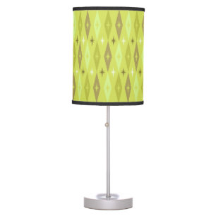 Atomic 1950’s Diamonds Stars Chartreuse Table Lamp