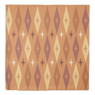 Atomic 1950’s Diamonds Stars Orange Duvet Cover