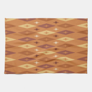 Atomic 1950’s Diamonds Stars Orange Kitchen Towel