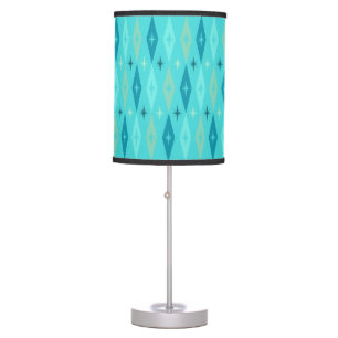 Atomic 1950’s Diamonds Stars Turquoise Table Lamp
