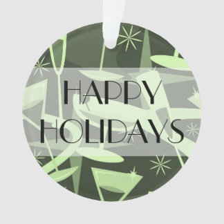 Atomic 50s Retro Martini Cocktail Happy Holidays Ornament