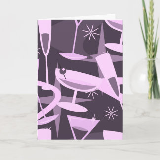 Atomic 50s Retro Martini Cocktail Pattern Holiday Card