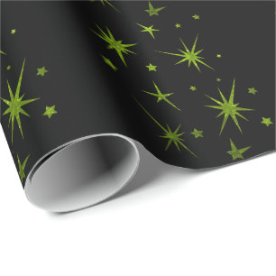 Atomic 50s Retro Sparkles & Stars Pattern Wrapping Paper